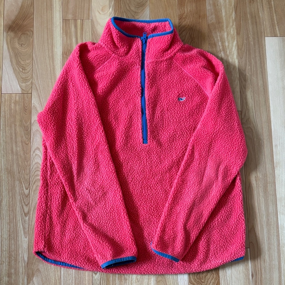 Vineyard Vines Red Fleece with Navy Trim